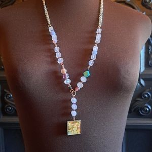 ⭐️4 for 15$ pink Glass beaded necklace